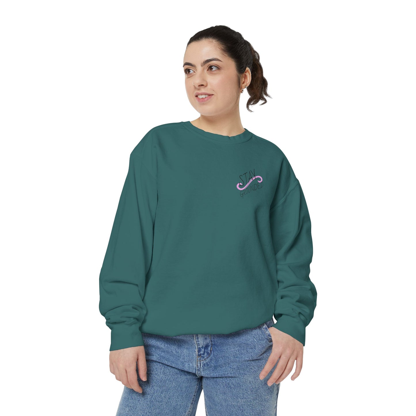 Stay Grounded Cute Cat  Sweatshirt — Women's Casual Crewneck
