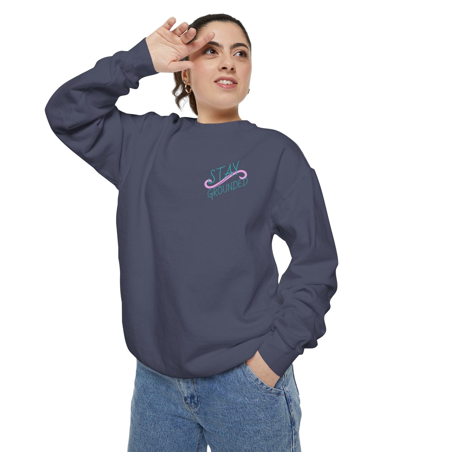 Stay Grounded Cute Cat  Sweatshirt — Women's Casual Crewneck