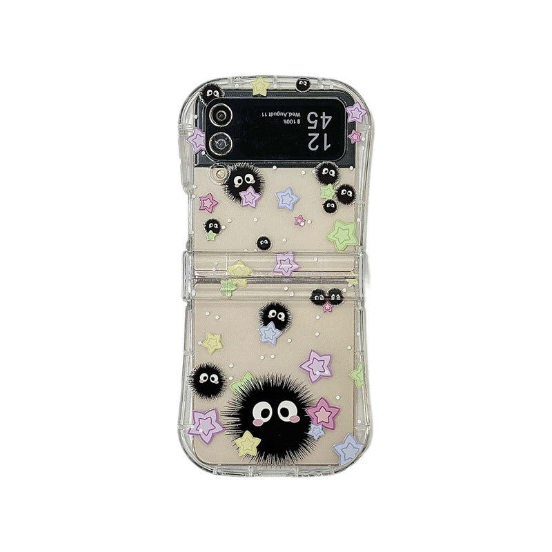 Jolie coque de téléphone pliable taille fine avec boule de charbon pour Samsung Galaxy Z Flip 4/5/6/7