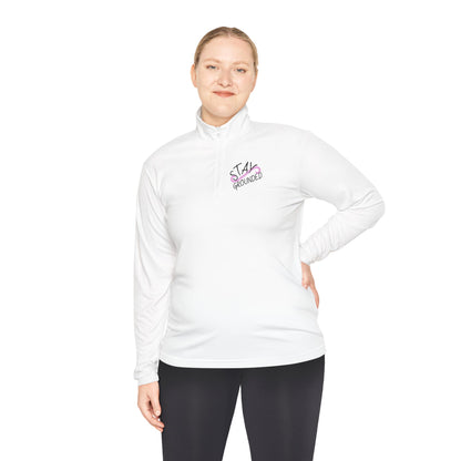 Quarter-Zip Pullover — 'Stay Cozy' Embroidered Chest & Sleeping Fox Back