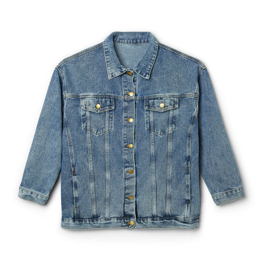 Women's Denim Jacket with Pumpkin Ghost Backprint — Cute Fall Halloween Jacket