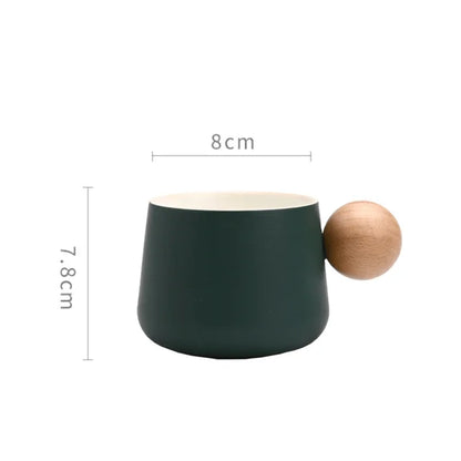 Ensemble tasse et soucoupe à café en céramique Tasses à expresso Poignée en bois de luxe léger Tasse à thé l'après-midi Tasses originales pour femmes Cadeaux de couple