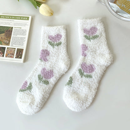 Coral Fleece Thickened Warm Colorful Cartoon Fruit Socks