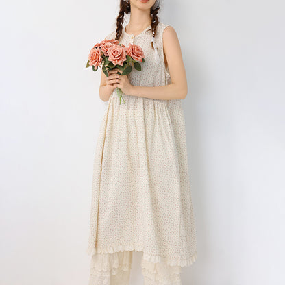 Loose floral round neck sleeveless vest dress
