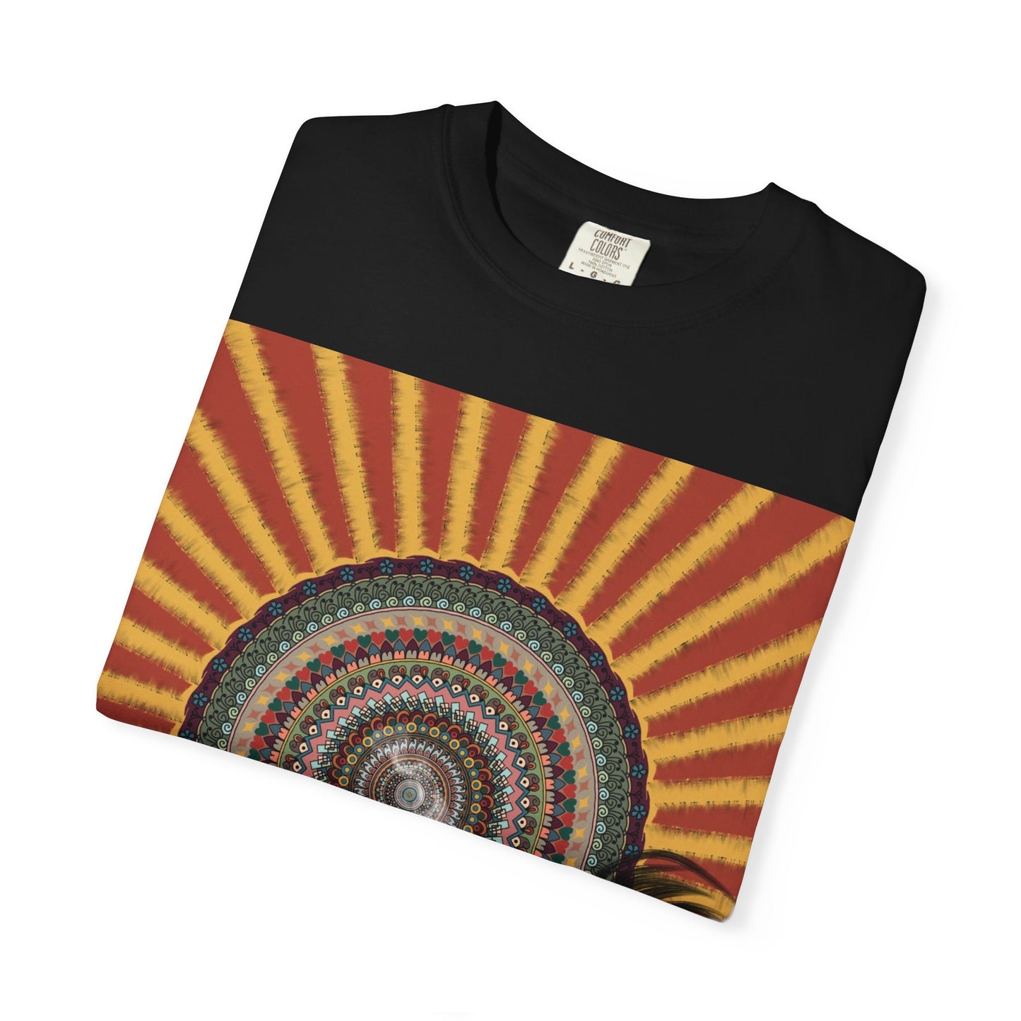 Sunburst Mandala T-shirt | Retro Radiant Spiral Graphic