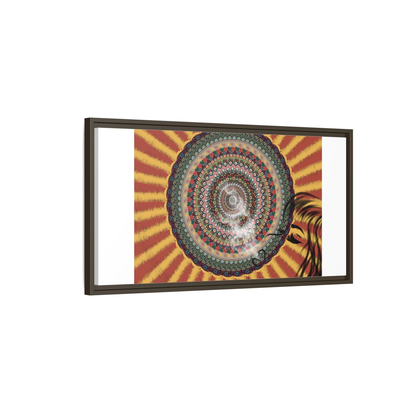 Psychedelic Mandala Sunburst Matte Canvas Framed