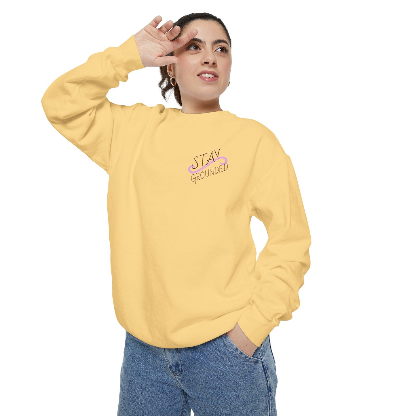 Stay Grounded Cute Cat  Sweatshirt — Women's Casual Crewneck