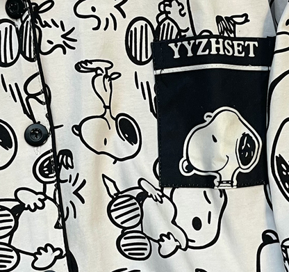 Long Sleeve Sleepwear Set for Women, Sweet Cartoon Matching Pajamas