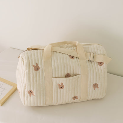 Embroidered Travel Bag Large Capacity Luggage Bag Lightweight Carry-on Handheld Shoulder Bag Boston Bag