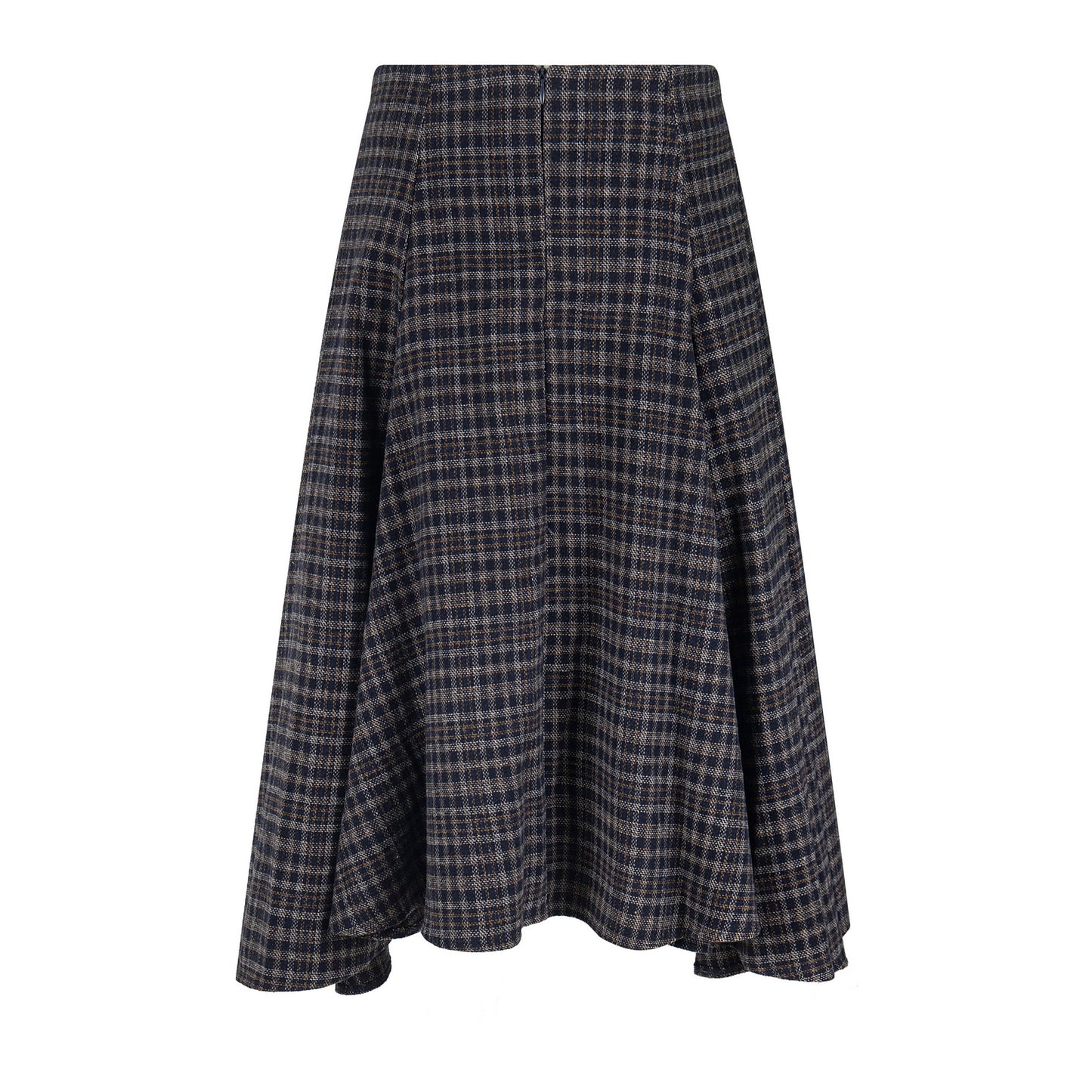 Wool Plaid Midi Skirt High Waist Drape Slimming A-Line Skirt College Style Women's Clothing