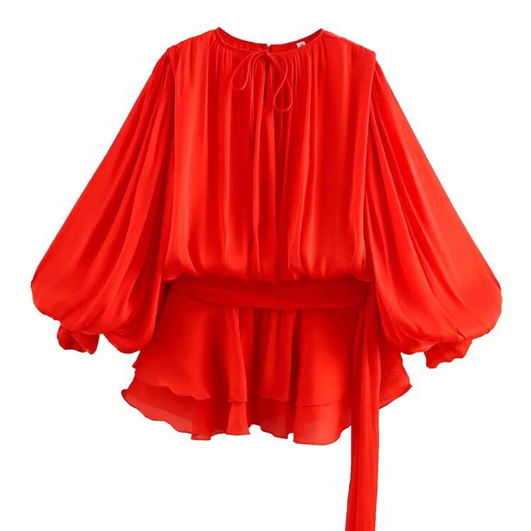 Robe Pure Desire Wind à Bulles, Manches Volantes et Plissées
