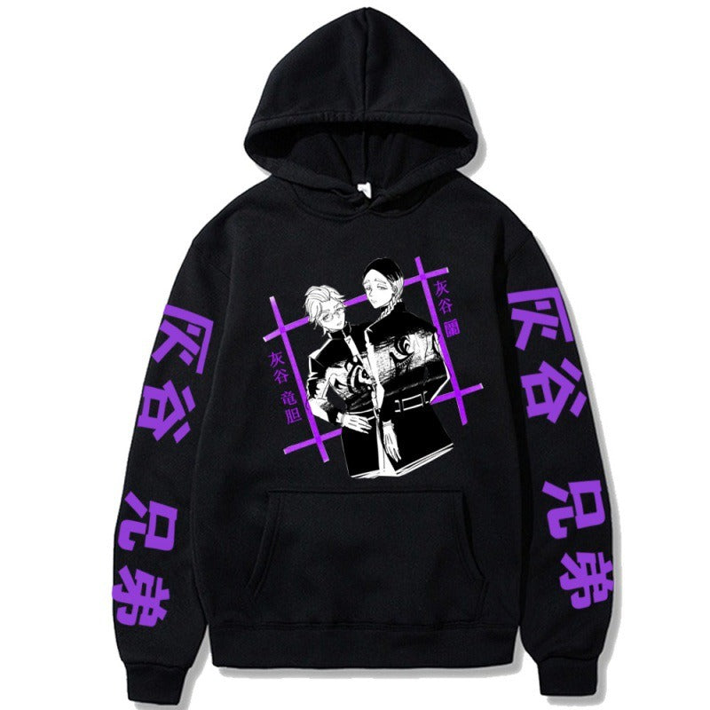 Tokyo Avengers Grey Valley Lan Anime Plush Loose Hooded Hoodie with Hat Anime Hoodie