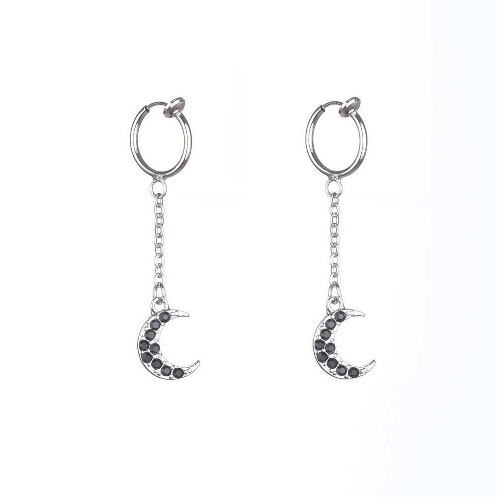 BTS Zheng Haoxi with the same full diamond moon earring pendant Korean version fashion jewelry for men and women