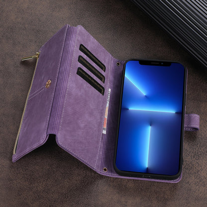 Suitable for IP14PROMAX multi slot zipper bag, Apple 13pro diagonal cross phone protective case, flip cover leather case