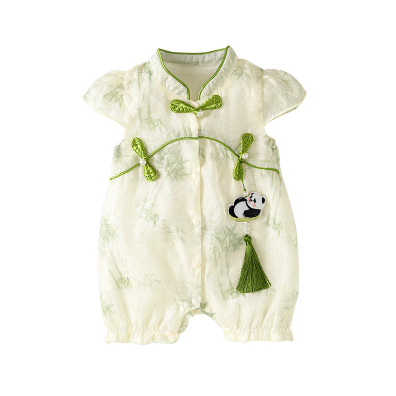 Short sleeved baby jumpsuit
