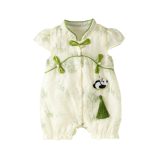 Short sleeved baby jumpsuit