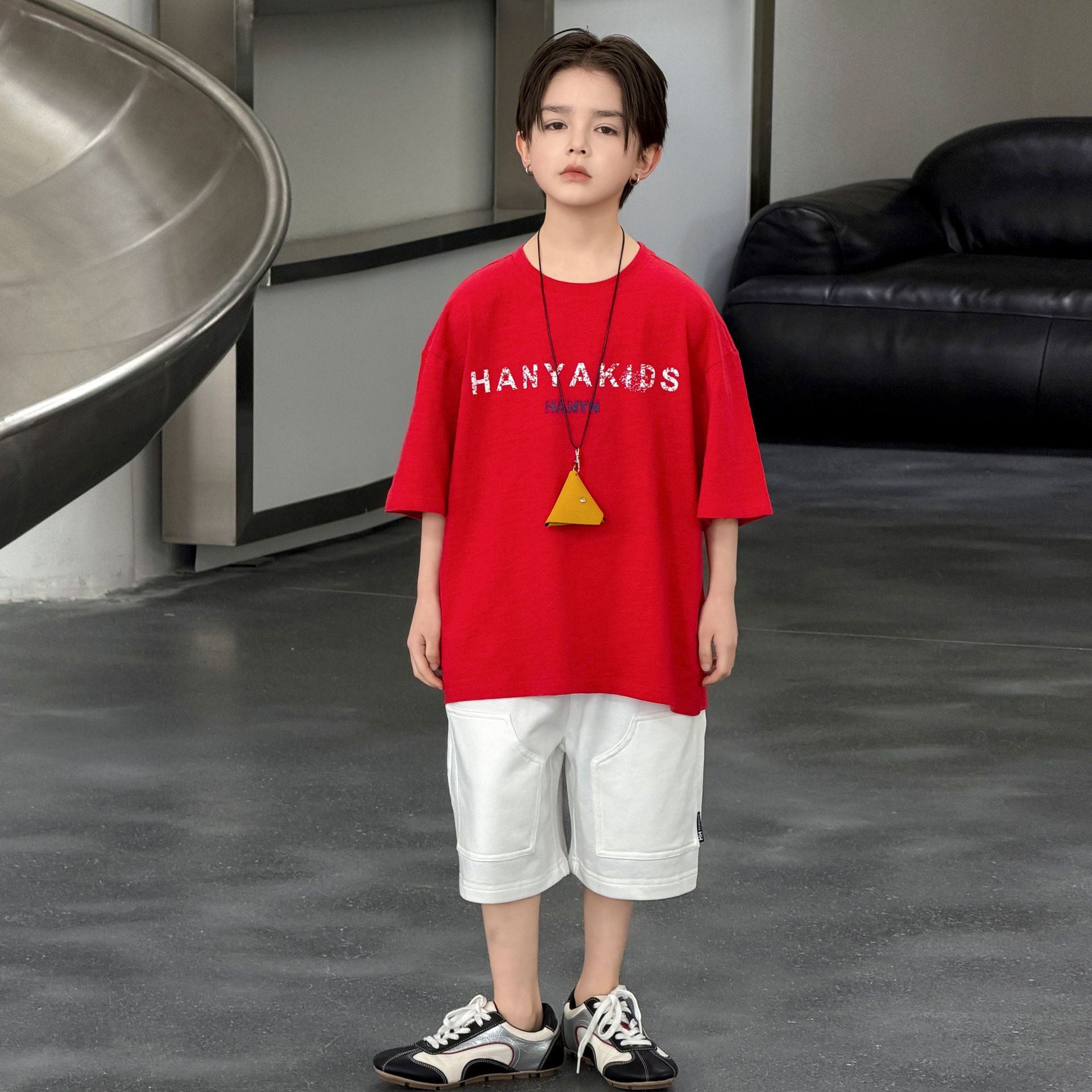 Boys' summer pure cotton short sleeved T-shirt