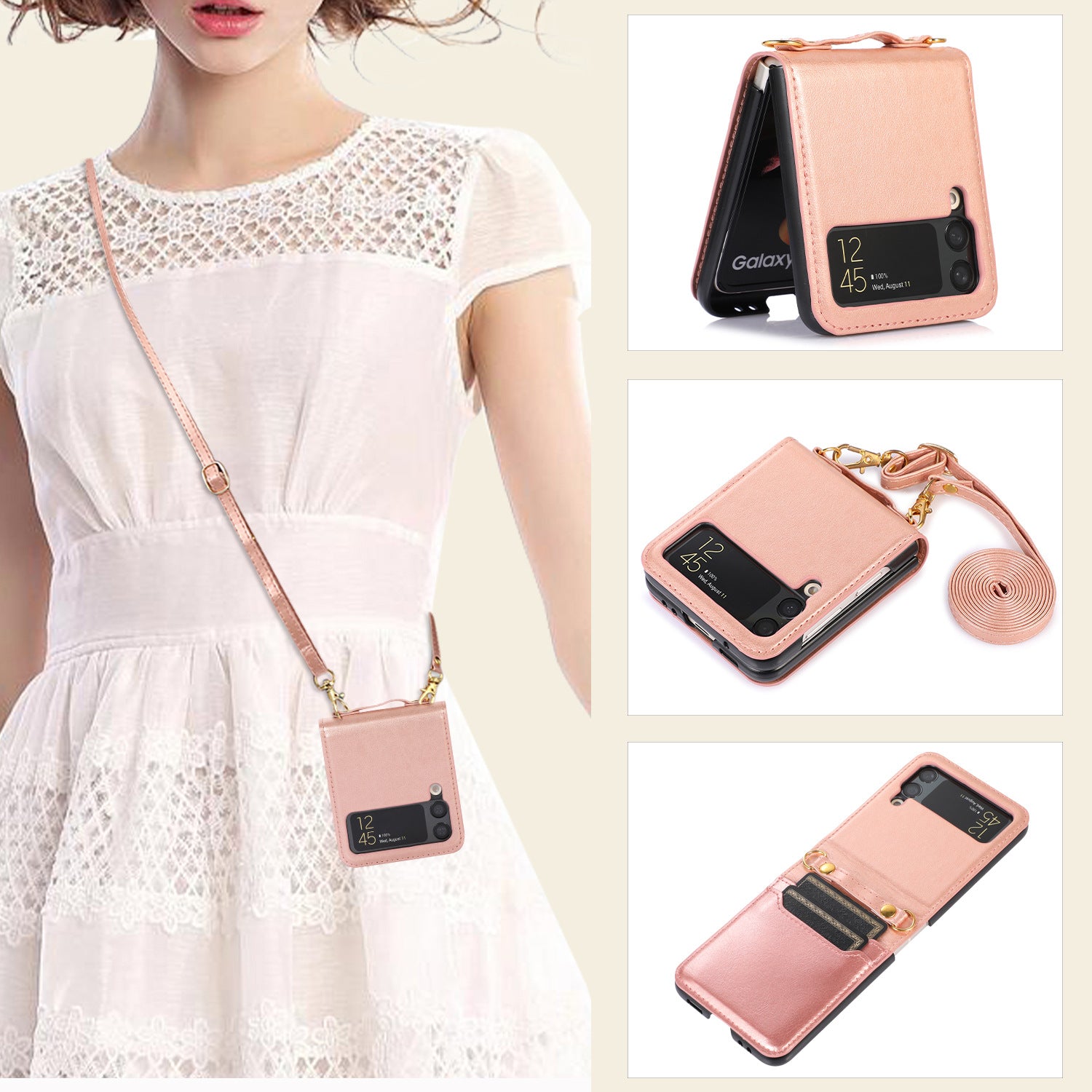 Nouvelle coque de téléphone à écran pliable Samsung Z Flip5 avec couverture de protection pour carte Galaxy Z Flip4 à extension diagonale