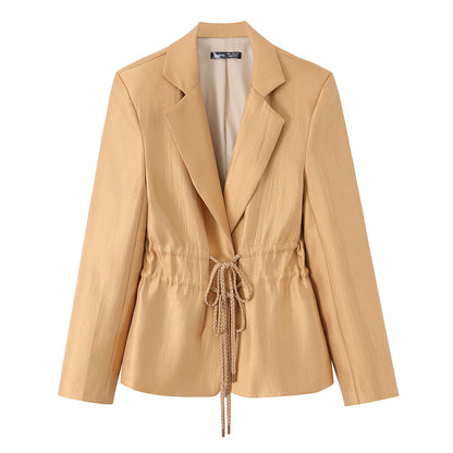 Single breasted drawstring design suit jacket