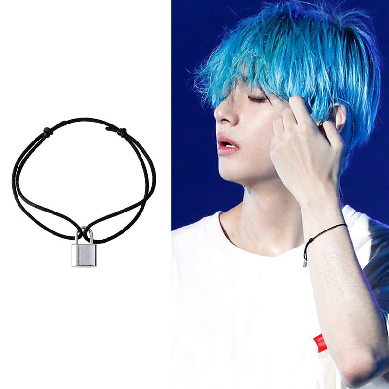 BTS Youth League Kim Taehyung With The Same Concentric Lock Black Adjustable Rope Bracelet Men And Women Bracelet Jewelry