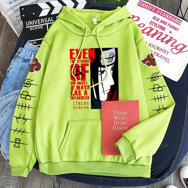 Naruto Itachi Writings Wheel Eye Anime Splice Plush Hoodie Cross border Hoodie Anime Hoodie