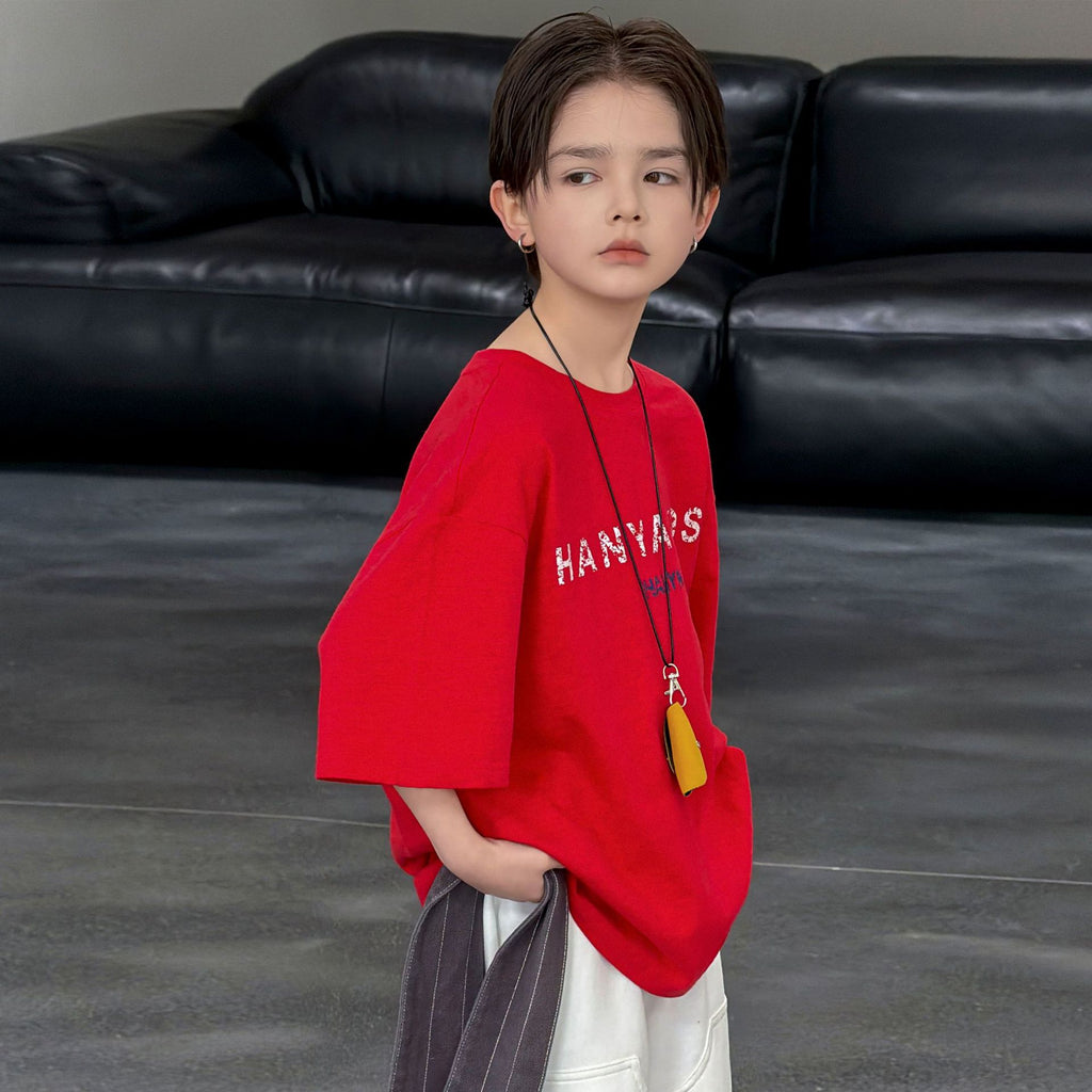 Boys' summer pure cotton short sleeved T-shirt