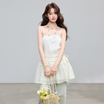 Lyocell Lace Trimmed Strap Dress Summer Design Layering Sleeveless Dress