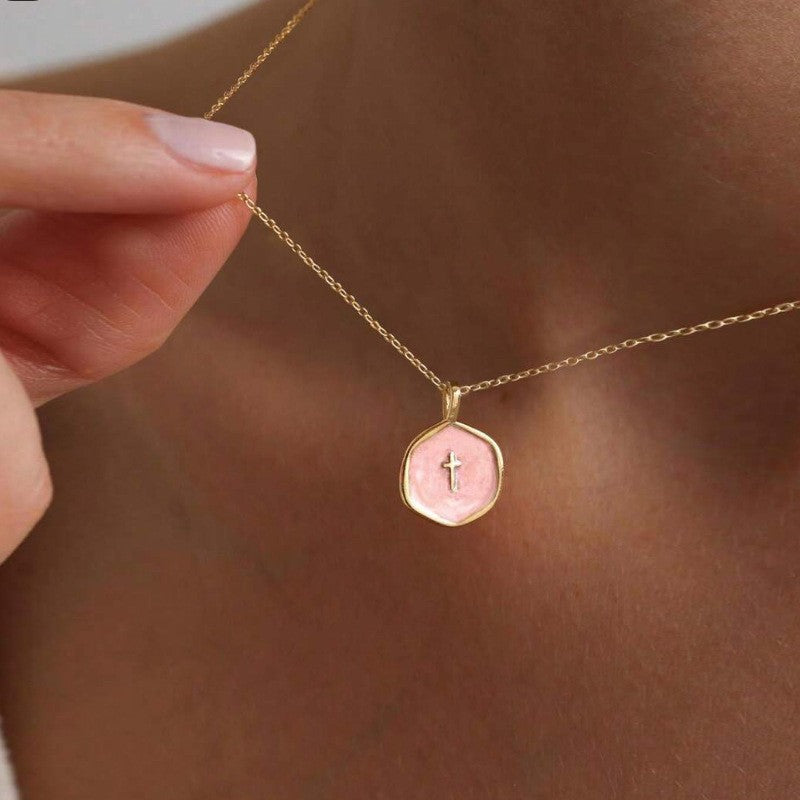Collier Croix Goutte d'Huile Croix pour Femmes