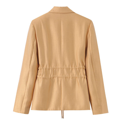 Single breasted drawstring design suit jacket