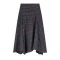 Jupe mi-longue en laine à carreaux taille haute drapée amincissante coupe trapèze style universitaire vêtements pour femmes