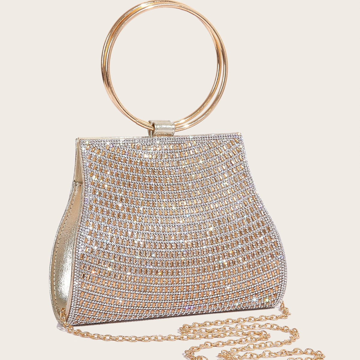 Sac chaîne à boucle magnétique en PU orné de diamants