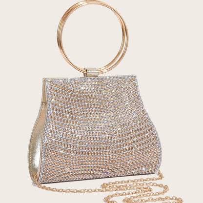 Sac chaîne à boucle magnétique en PU orné de diamants