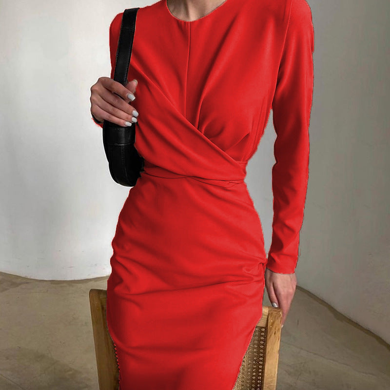 Elegant Long Sleeve Dress for Women French Vintage Style Autumn Fashion