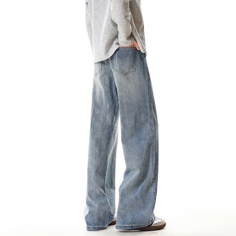 Jean droit délavé pour homme style urbain
