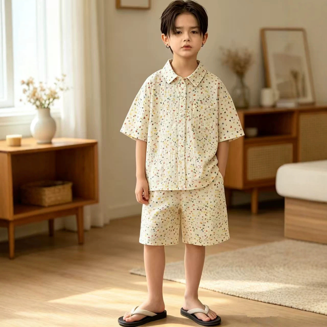 Boys' summer pure cotton short sleeved set