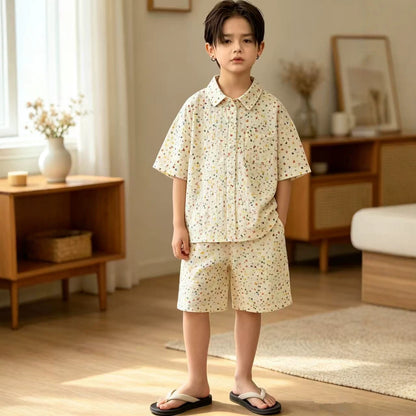 Boys' summer pure cotton short sleeved set