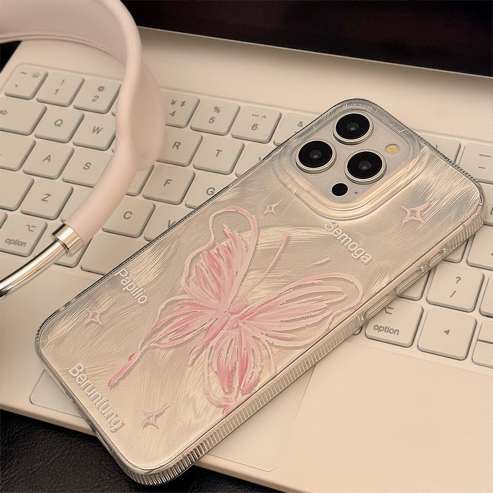 Fille Plume Argentée Papillon Convient pour Coque de Téléphone Apple 15Promax iPhone 13 Anti Chute 12 Rigide 14 Fée