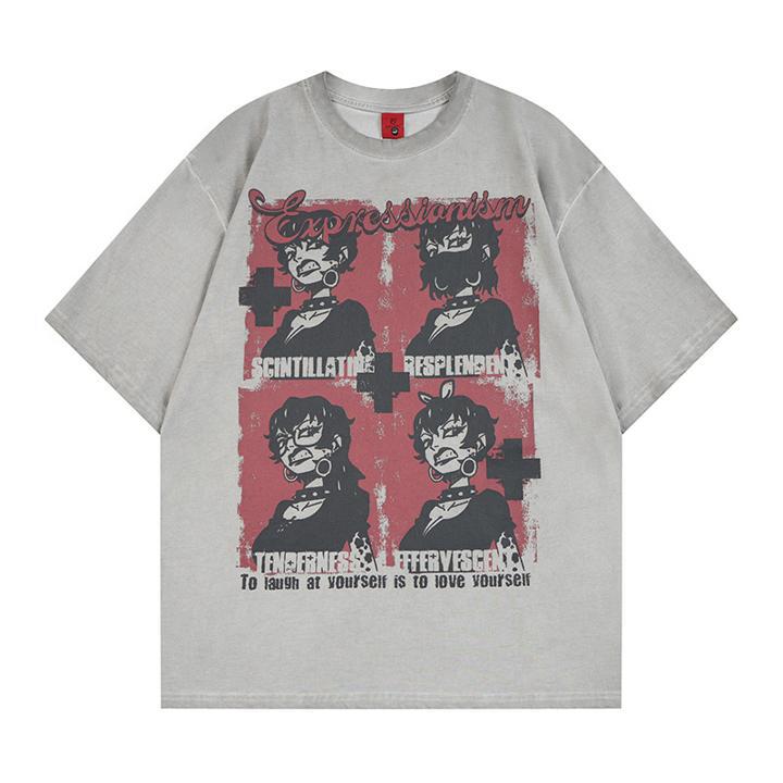 Anime character printed short sleeved T-shirt
