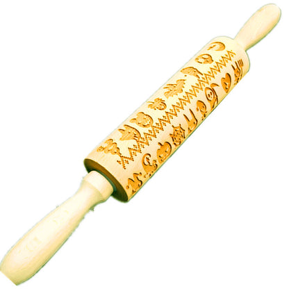 Wooden Rolling Pin Beechwood Laser Engraved Printed Rolling Pin Embossing Rolling Pin Christmas Flip Sugar Cookie Rolling Pin