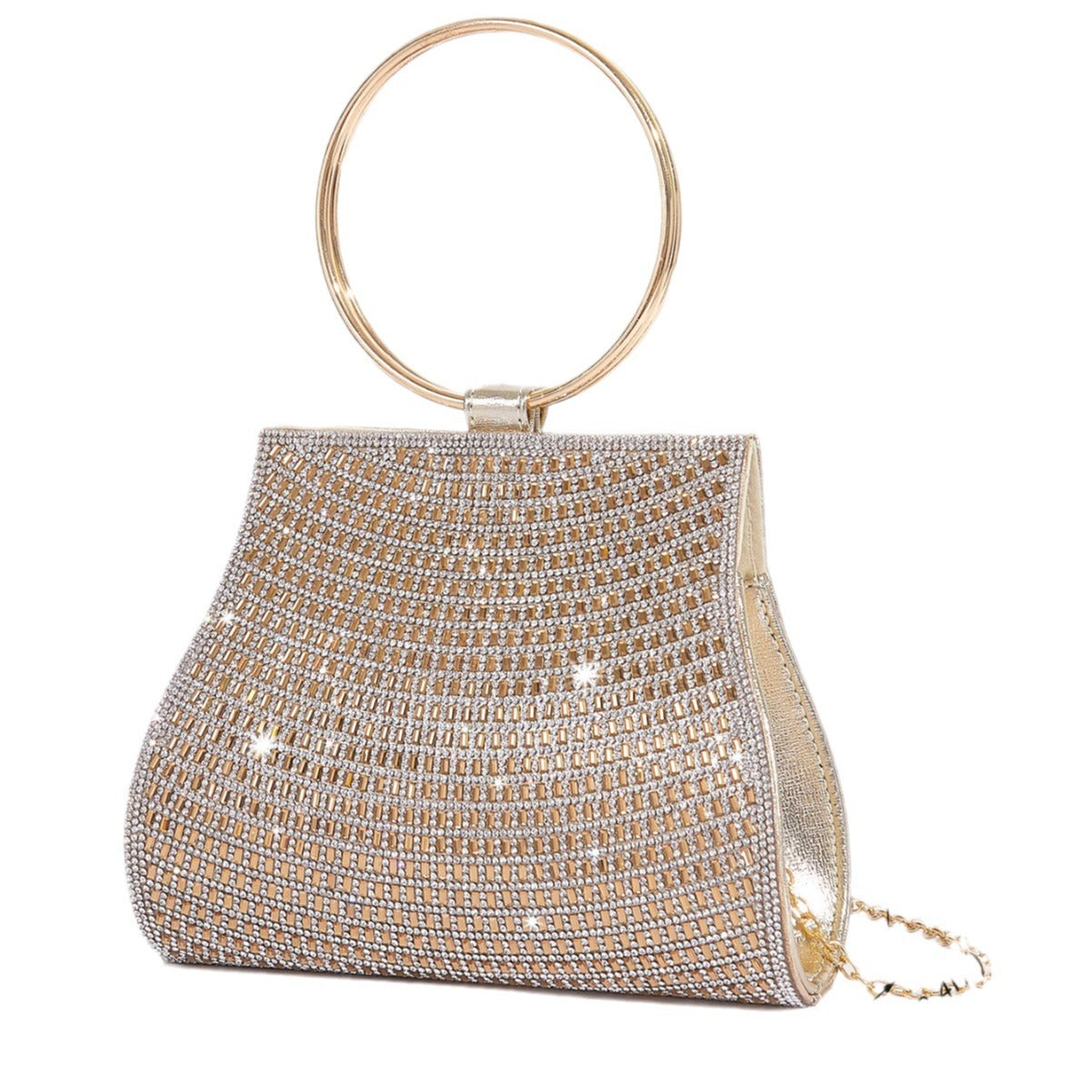 Sac chaîne à boucle magnétique en PU orné de diamants