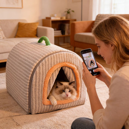 Multifunctional Pet House: Heated Winter Tent Bed for Cats & Large Dogs with Storage Drawers & Washable Cushion