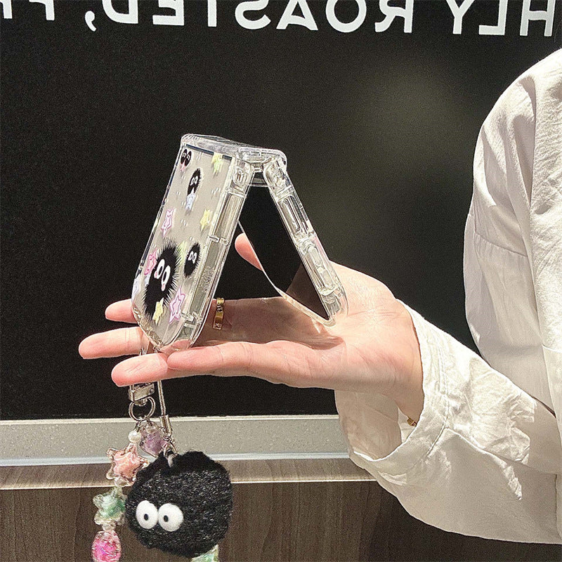 Jolie coque de téléphone pliable taille fine avec boule de charbon pour Samsung Galaxy Z Flip 4/5/6/7