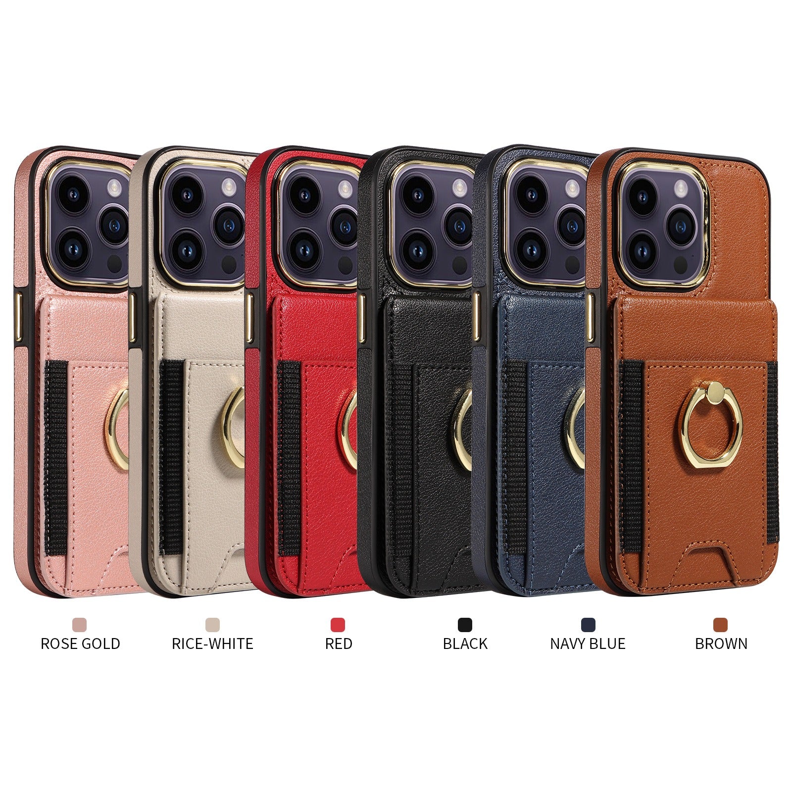 Convient pour la coque arrière d'iPhone 15 Pro, l'étui portefeuille pour Apple 14, le nouvel étui de protection en cuir avec anneau pour iPhone 13.