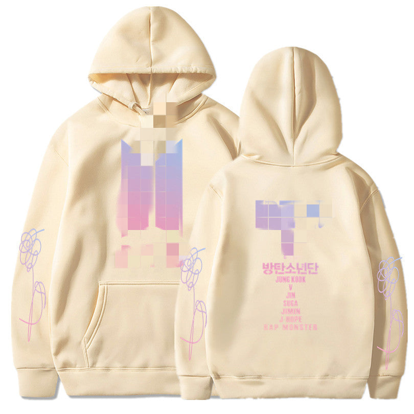 Hooded Sweatshirt with BTS Print for Men and Women, Casual Sports Style