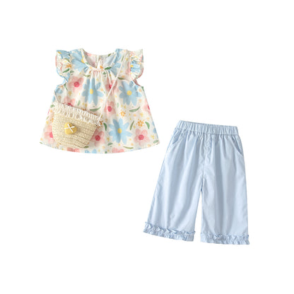 Sleeveless top and children's pants set