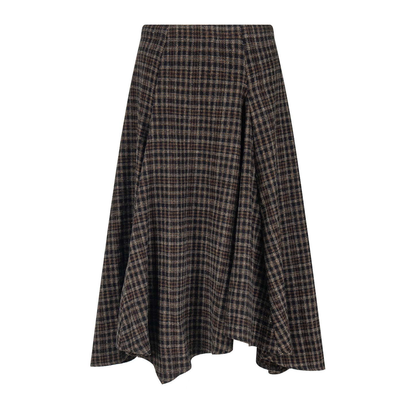 Wool Plaid Midi Skirt High Waist Drape Slimming A-Line Skirt College Style Women's Clothing