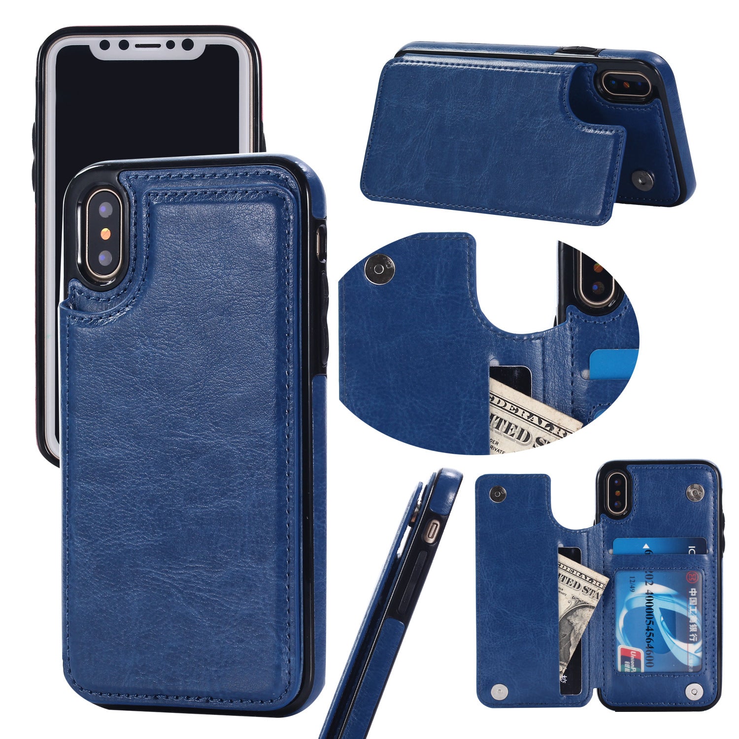 Suitable for iPhone 15 leather case with crazy horse pattern Apple 13PRO phone case flip cover card insertion protective cover