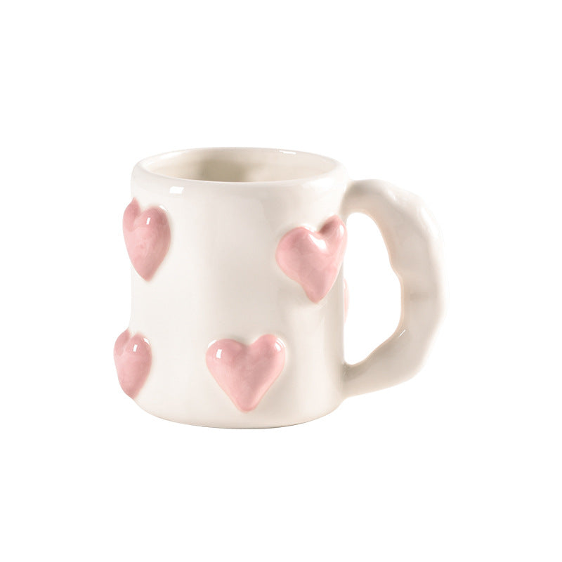Tasse en céramique pêche cœur haute beauté rose fille cœur tasse couple tasse à eau tasse à café maison