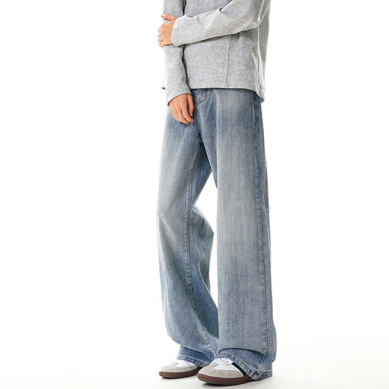 Jean droit délavé pour homme style urbain