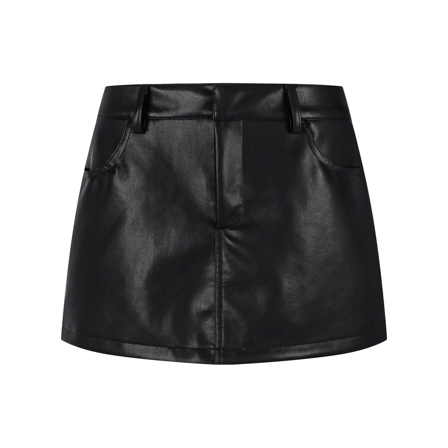 Faux Leather Mini Skirt High Waist Slimming Anti-Flash Streetwear